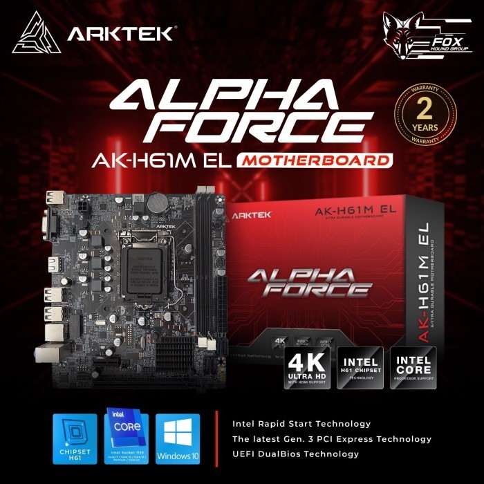 Termurah Mainboard Arktek Ak-H61M-El - Lga1155 Ddr3 Gen2/3Th Arktek H61M