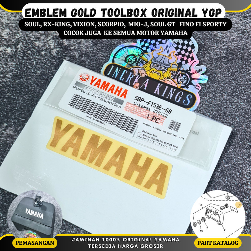 Sticker Emblem Toolbox Bagasi Jok Belakang Warna Gold Emas Rx King Original 5BP-F153E-60