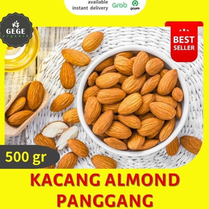 

Ready 500Gr Kacang Almond Panggang Oven Roasted Kupas Tanpa Kulit Original Terbaik