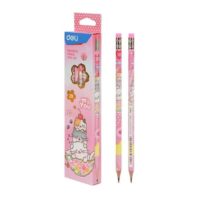 

Terbaik! Deli Graphite Pencil/Pensil Kayu 2B Design Miyou Mudah Diraut EC012-2B !!