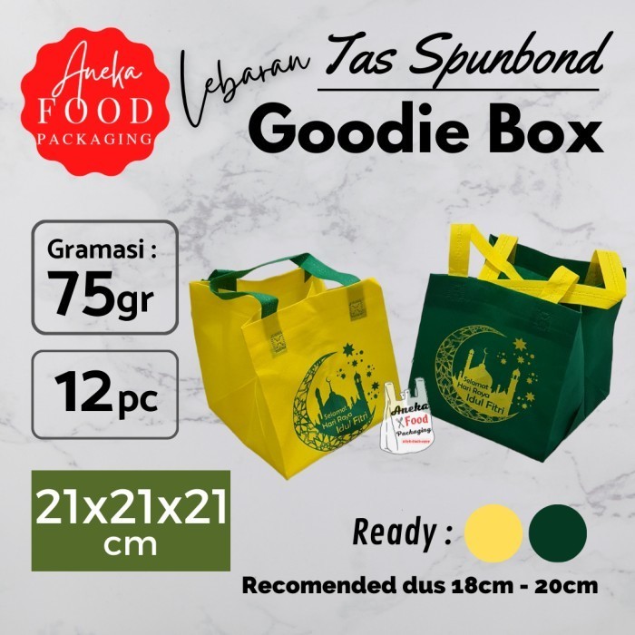 :=:=:=:=] Tas kain spunbond LEBARAN IDUL FITRI lipat samping box kue goodie bag