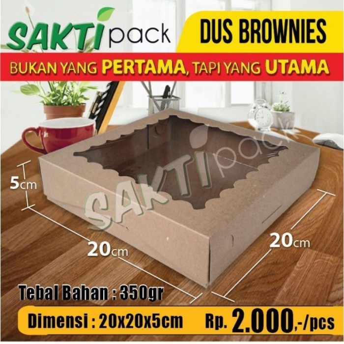 

Dus Brownies / Dus Kue , Uk. 20 X 20 X 5 Cm. Bahan Kraft 350 Dengan
