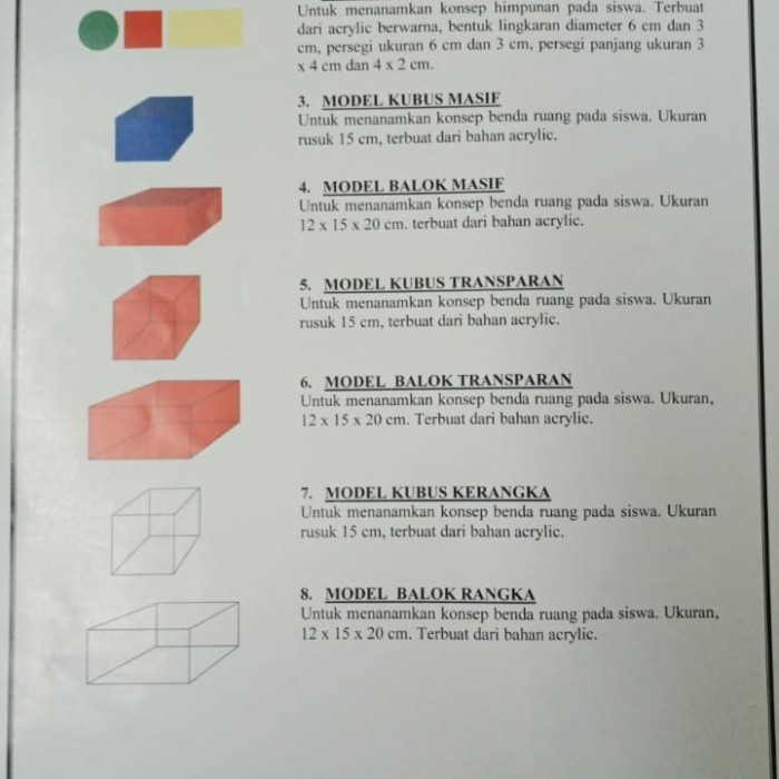 KIT MATEMATIKA SMP / ALAT PERAGA MATEMATIKA SLTP BANGUN RUANG MURAH