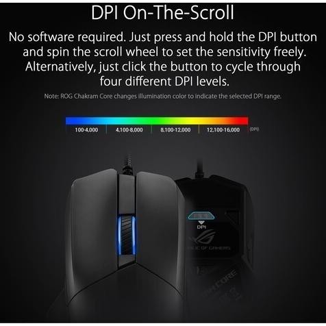 ASUS ROG Chakram Core Wired Gaming Mouse (Black) - stelladustore