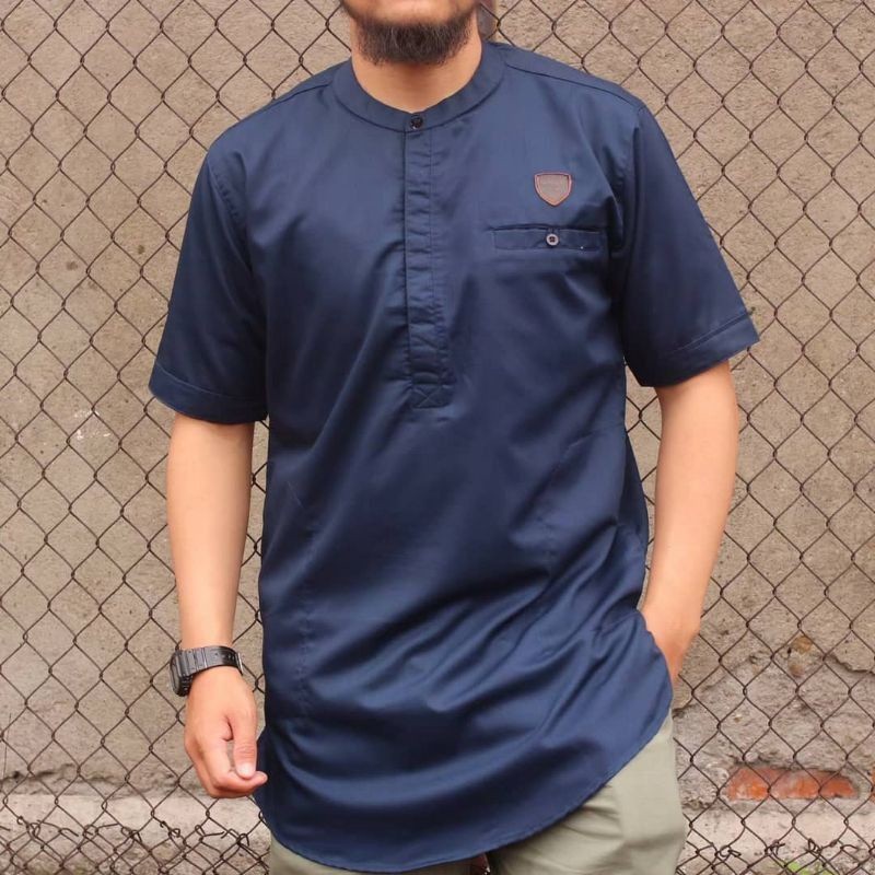 Koko Pria Dewasa Terbaru 2024 Pakaian Lebaran Anak Laki Kemeja Kokoh Slimfit Baju Muslim Cowok Lenga