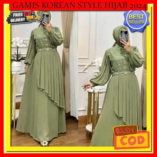 Gamis Lebaran 2024 Terbaru Remaja Pakaian Abya Waita Kkinian Jumbo Satin Longdress Korean Style Baju