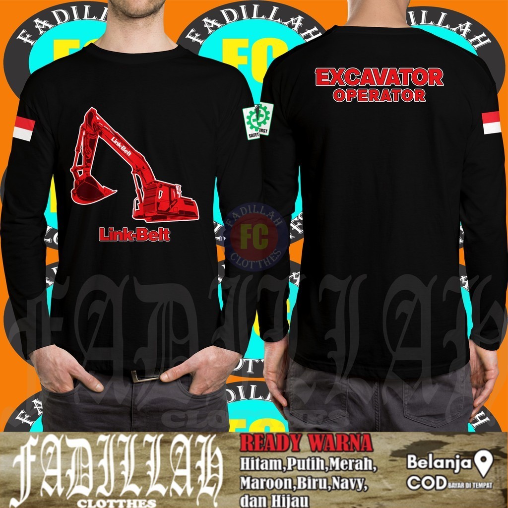 Baju Kaos Excavator Link-Belt Excavator Operator Alat Berat Lengan Panjang DB Kaos Distro
