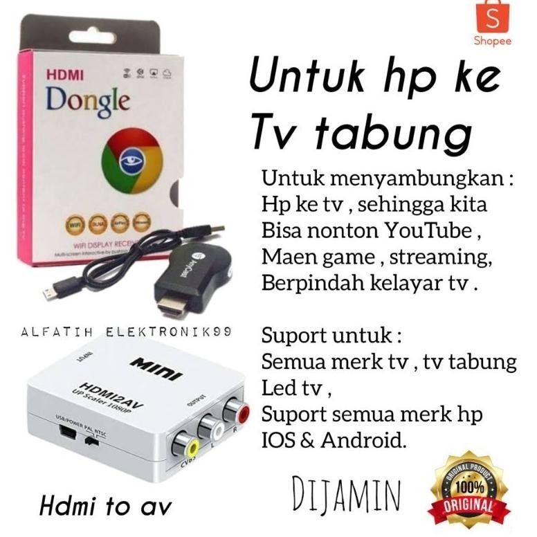 Best Produk PAKET UNTUK HP KE TV TABUNG / ANYCAST DONGLE ORIGINAL HD / PENGHUBUNG HP KE TV TABUNG la