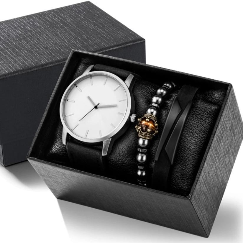 {JAM} En Ligne 3200SET - Jam Tangan Pria Set Gelang - Jam Tangan Kasual Pria BONUS Gelang dan Box - 