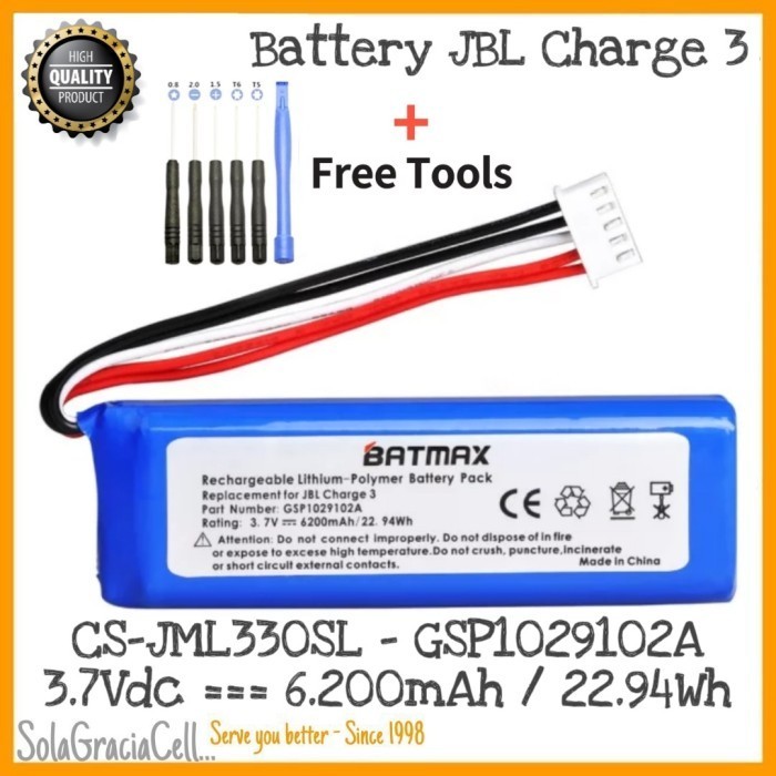 NEW SERIES BATRE/BATTERY BLUETOOTH SPEAKER JBL CHARGE 3 - GSP1029102A (6.000MAH) QUALITY ORIGINAL