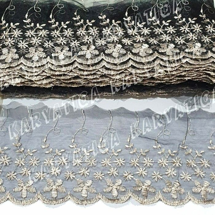 

Renda Nilon Bordir Art 610 Hitam - Coklat Susu (15 yard)