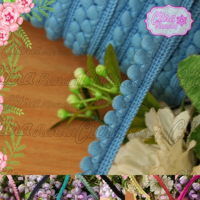 

(Per Roll) Renda Pompom Renda Bakso Lebar 1Cm @20 Meter