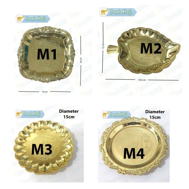 *#*#*#] Nampan Arab Mini Kecil Motif Bulat Daun Kotak Warna Emas Gold Stainles