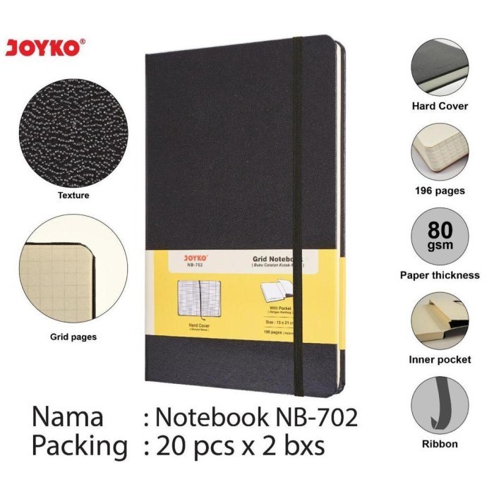 

Mudah Grid Hardcover Notebook A5 | Pocket | Joyko Nb-702 | Diary | Buku Gilaa!!!