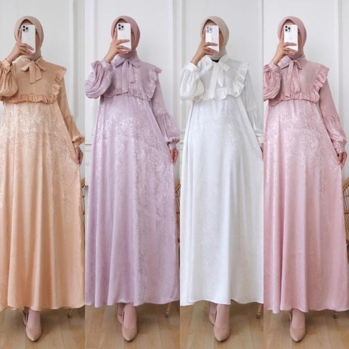 Baju Muslim Wanita /Gamis Silk Polos/ Gamis Armani Silk / Gamis Pastel Lebaran 2024