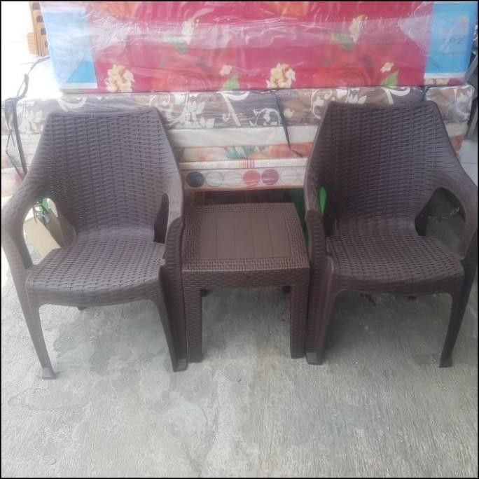 Kursi Teras Plastik Anyaman Rotan Set Original Sriagungjaya
