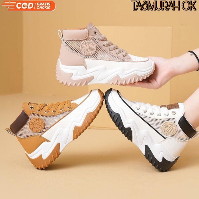 Sepatu Sneakers Sport Wanita Net Quality Tinggi Sol 5Cm