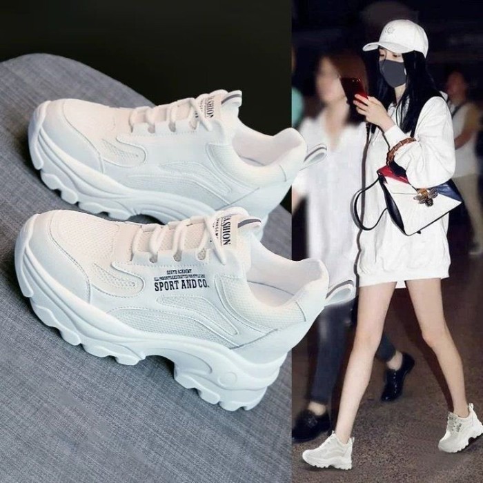 Sepatu Wanita Sneakers Putih Sepatu Tinggi Terbaru Sp-156