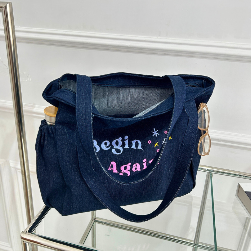 [BEST DEAL] (palette) JEANS TOTE BAG (+CUSTOM BORDIR)