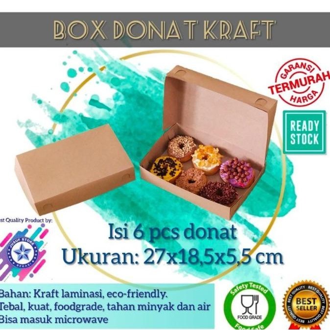 

Hot - Box Donat Kraft Coklat Isi 25pcs - Kraft Cetak !!