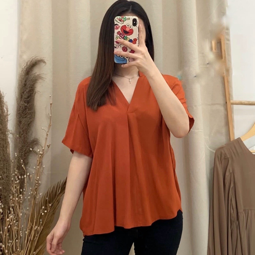 Promo Mega Sale 2.2 // YOSIE TOP LOOSE BLOUSE KEMEJA CRINKLE BLOUSE CRINKLE / ATASAN WANITA PENDEK