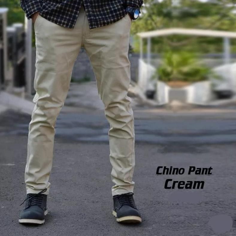 Celana Panjang Reguler Chino /Cino /Chinos Pria / Cowok Standar / Cream / Greyy / Hitam / Moca Promo