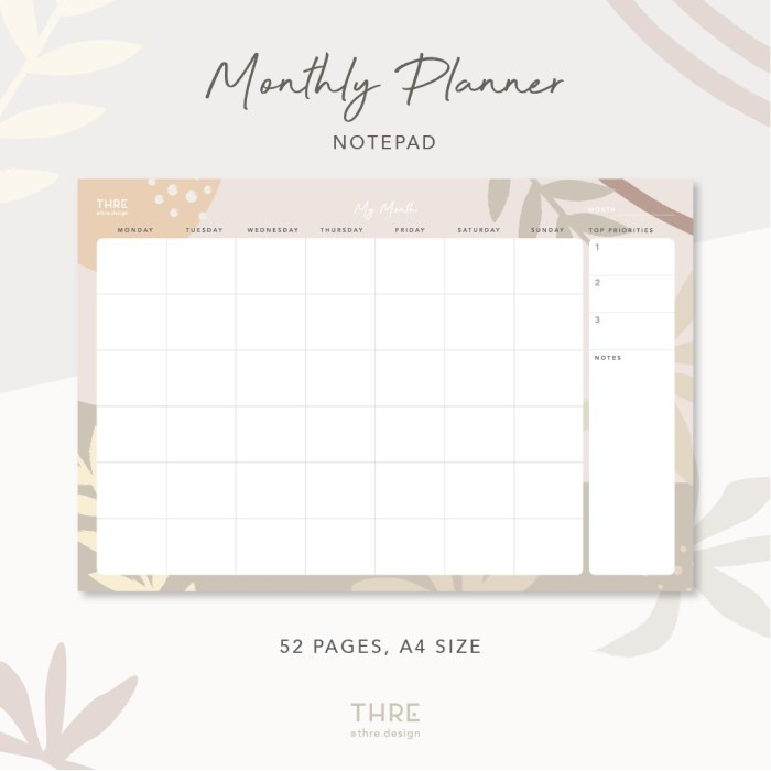 

Nikmati Thre Design Weekly Planner Notepad / Monthly Planner Notepad Bergaransi