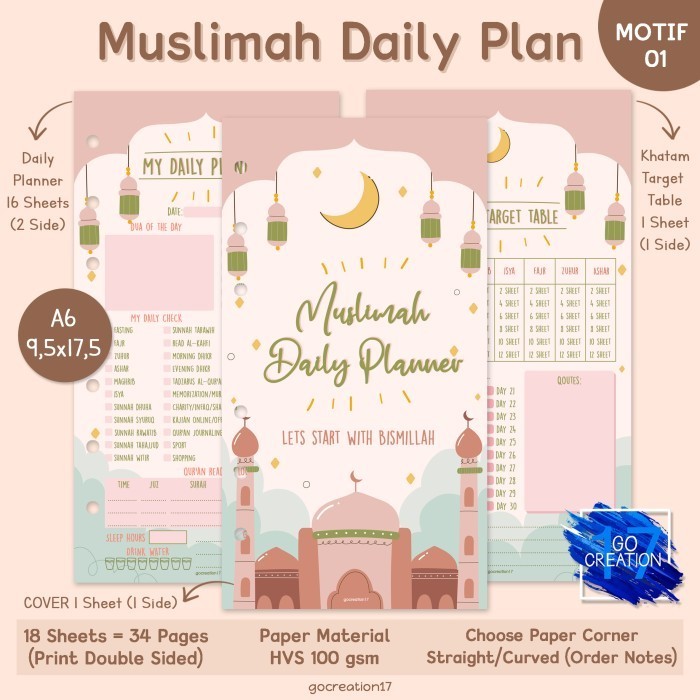 

Trendi Isi Binder Muslimah Daily Planner / Muslimah Planner A6 (6 Ring) Hemat