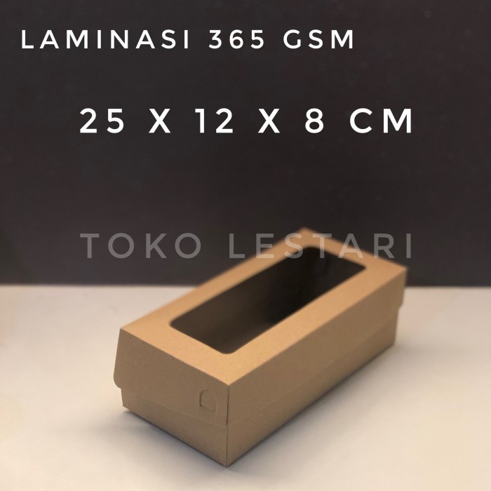 Open DS] Box Kraft Coklat LAMINASI JENDELA Untuk Kotak Croffle 25x12x8 cm