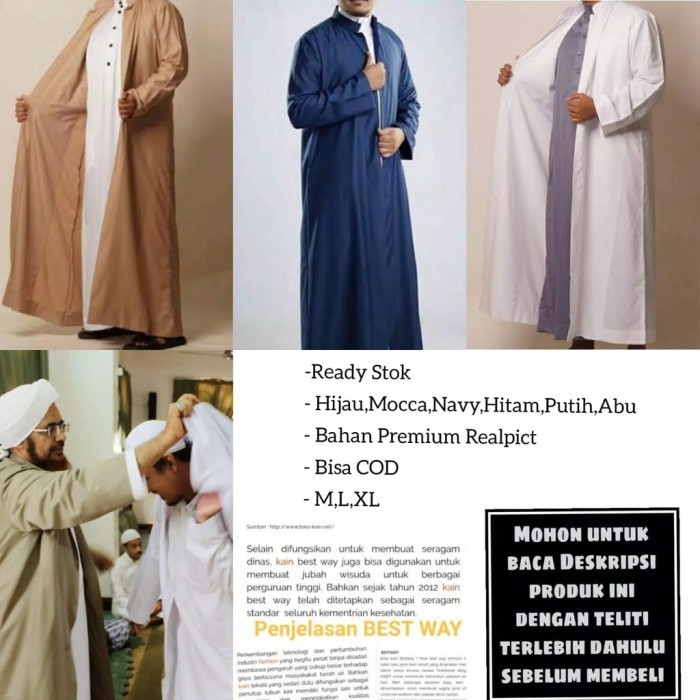 BISA CODjubah luar habib /jubah gamis luar prialengan pendek al haramain jubah pria dewasa slimfit h