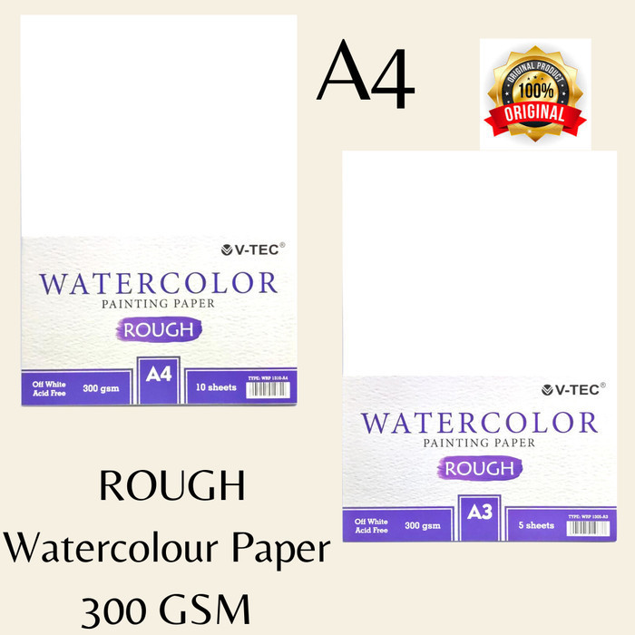 

Terlaris V-Tec Watercolor Paper Rough 300 Gsm A4 - Lembaran Limited