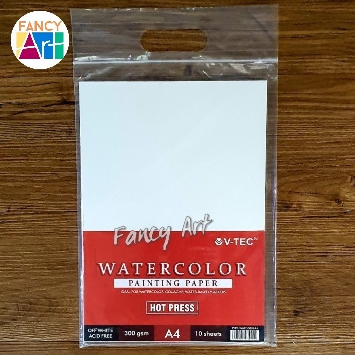 

Berkualitas V-Tec Watercolor Paper A4 Kertas Gambar Hot Pressed 300Gsm 10 Sheets Sale!!!