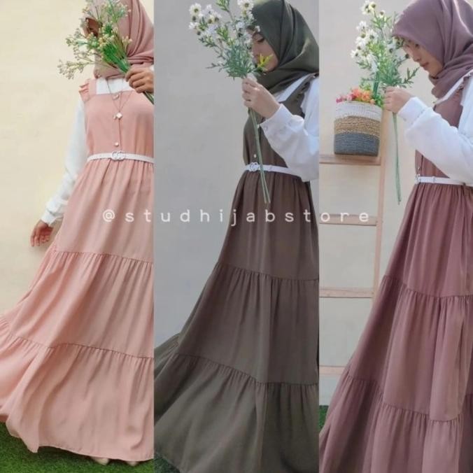 Best Seller Gamis Setelan Outer Remaja Korea Modern Terbaru Kancing Rompi Lebaran Stok Terbatas