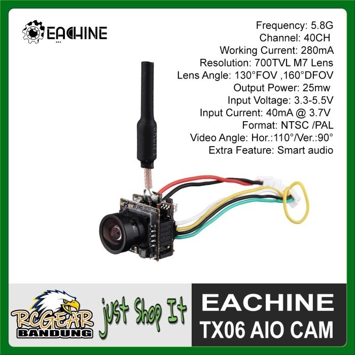 Terbaru Eachine Tx06 700Tvl 5.8Ghz 48Ch Audio Aio Fpv Camera Pal Not Tx04 Promo Terlaris