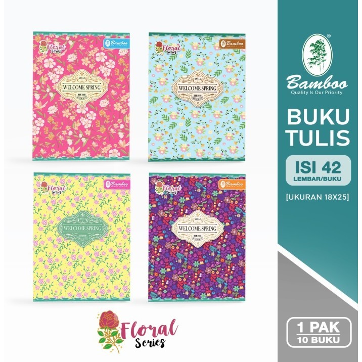 

Mudah Bamboo Buku Tulis Boxy 42 Floral Series [1 Pak/10 Buku] Hot Sale