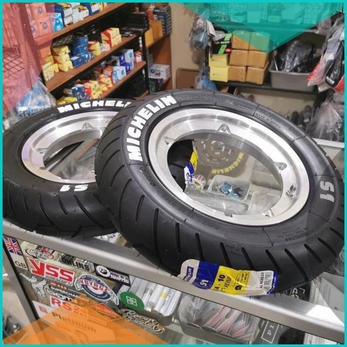 Velg Tubeless Vespa Uno Polish V.3 GS Ring 10 set Ban Michelin S1 16no