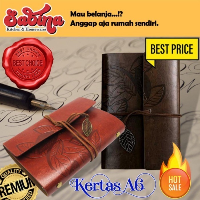 

Mudah Buku Catatan Binder Kulit Retro Leaf Kertas A6 Phantaci Terlaris