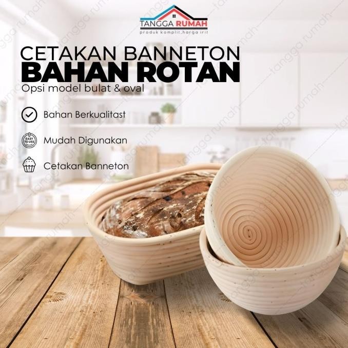 Cetakan Proofing Sourdough Adonan Kue & Roti Banneton Basket Rotan