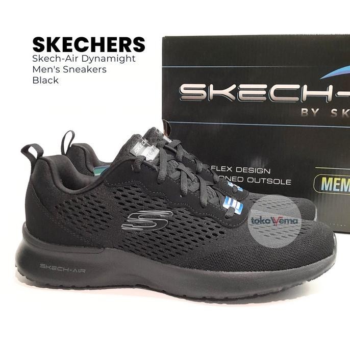 Sepatu Pria Skechers Original Dynamight Sneakers Shoes Black Tashirokase