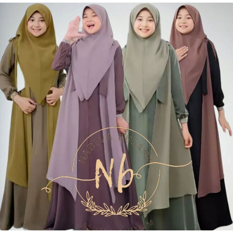 Dress Muslim Anak Perempuan Umur 2 Tahun 3 12 4 1 Gamis Tanggung Cewek 2024 15 Thn Baju Muslimah Rem