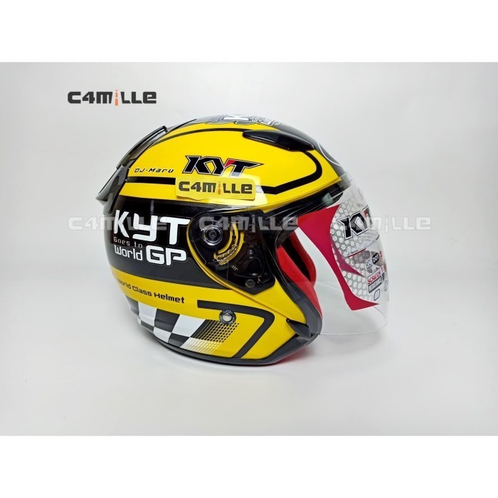 Helm KYT DJ Maru Motif GP Word Kuning
