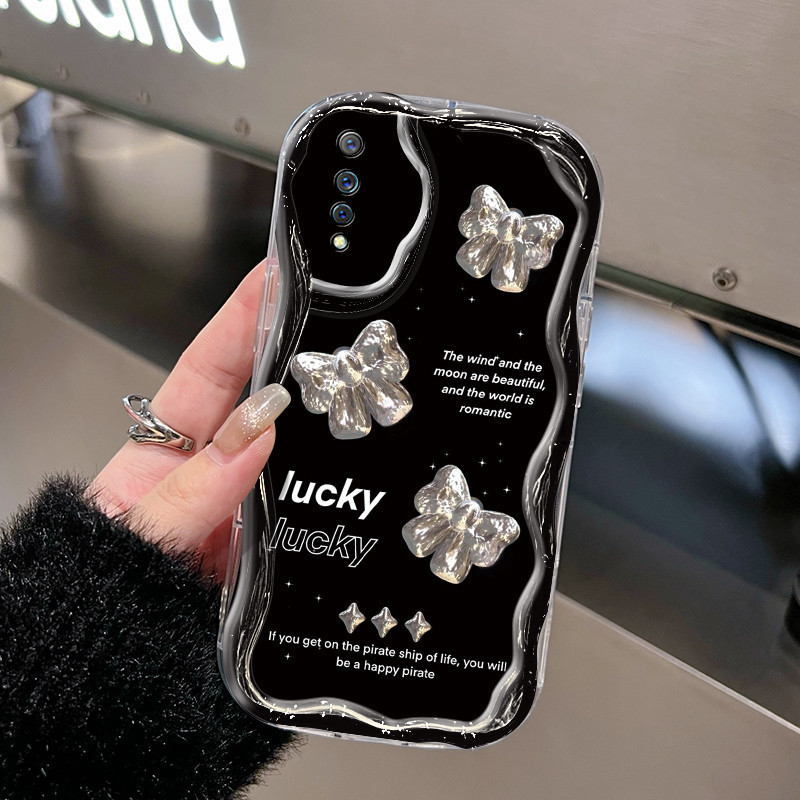 Casing Hp VIVO S1 VIVO S1 Pro Case Casing Lucu Busur perak pola mewah Softcase batas gelombang ponse