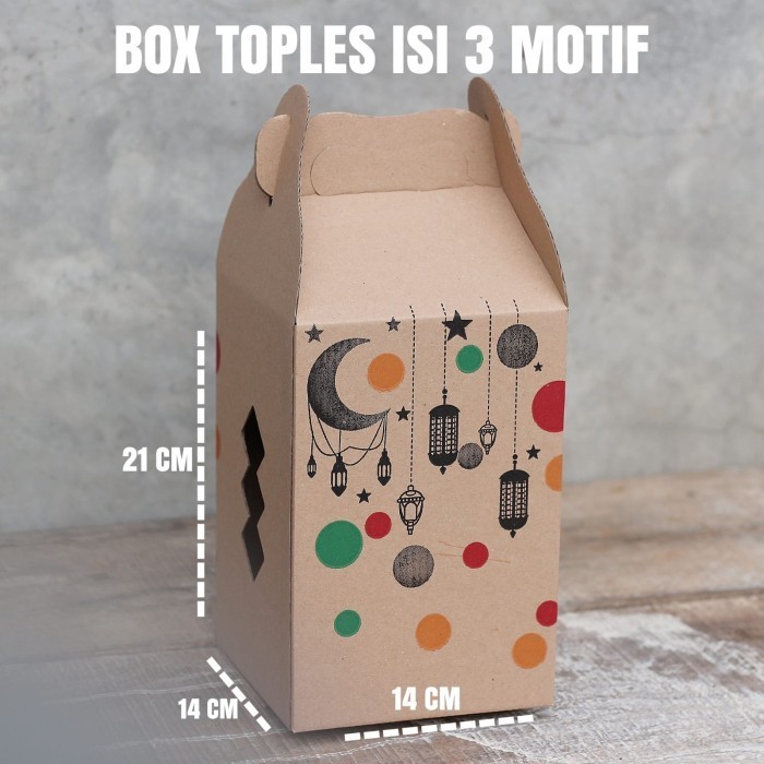 BOX TOPLES KUE KERING - KOTAK KUE PARCEL - DUS LEBARAN - isi 3 topels