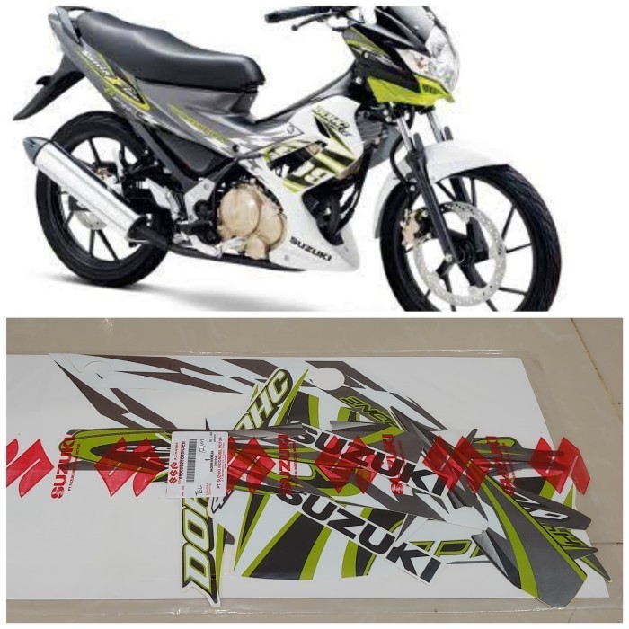 Striping Satria Fu 2012 Putih Hijau Original SGP