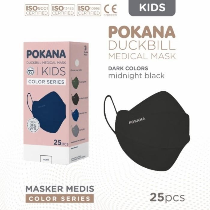 Masker Pokana Duckbill Kids 4 Ply - Midnight Black