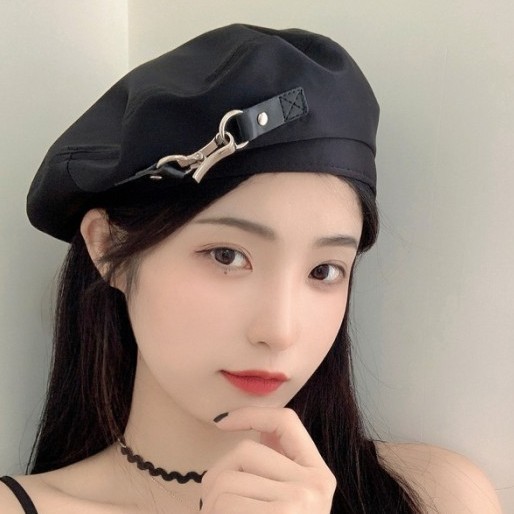 Flash Sale Topi Baret Wanita Motif Love Lock Korea Import Retro Style