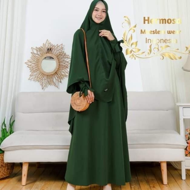 Set Abaya Hijau Botol/Set Gamis Muah/Set Gamis Warna Hijau