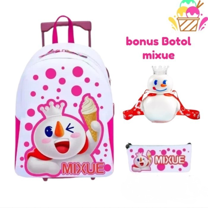Baru Tas Troli Koper Anak Perempuan Karakter Mixue Bonus Botol Minum Mixue