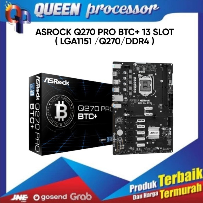 Terlaris Mainboard Mining Asrock Q270 Pro Btc+ 13 Slot Pcie New 