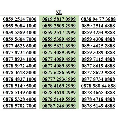 NOMOR CANTIK XL TRIPLE 999 000 888 4G RV11